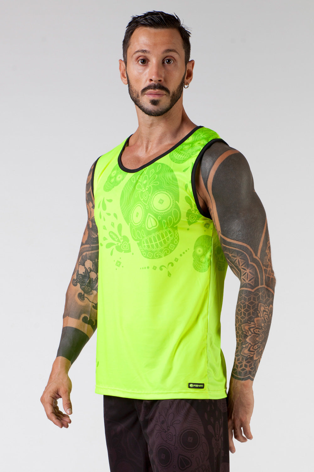 Camiseta deportiva sin mangas FlatMuertos - Amarillo Fluo